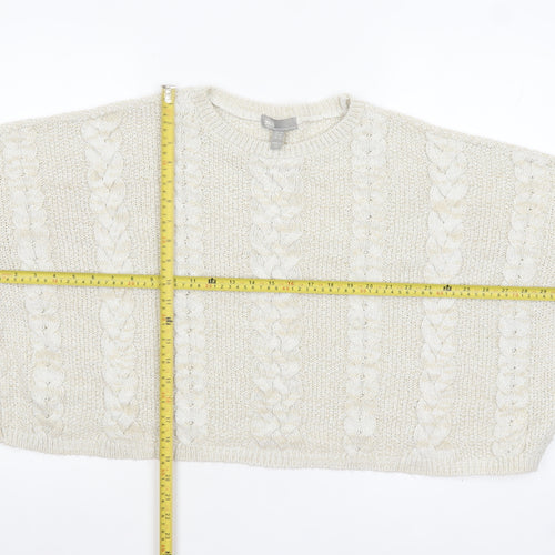 ASOS Women Ivory Cable-Knit Jumper UK 8 Acrylic Nylon Blend