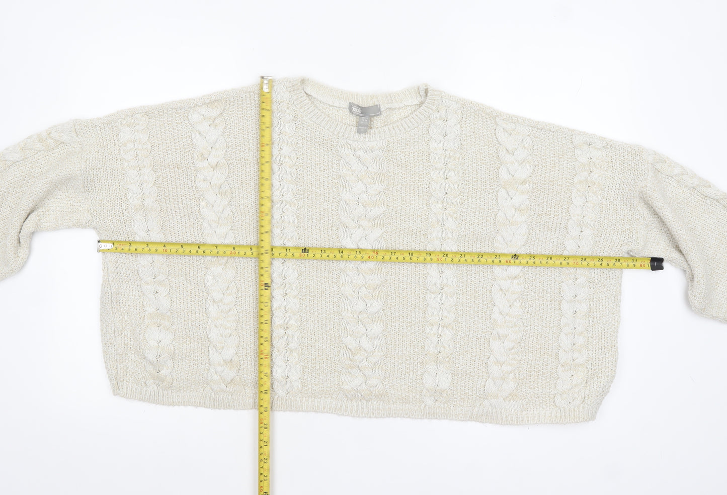 ASOS Women Ivory Cable-Knit Jumper UK 8 Acrylic Nylon Blend