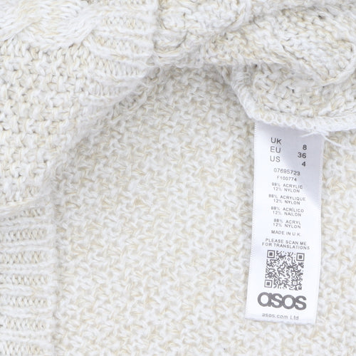 ASOS Women Ivory Cable-Knit Jumper UK 8 Acrylic Nylon Blend
