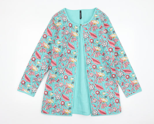 HERE&NOW Women's Blue Floral Quilted Cotton Jacket M
