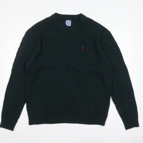 Next Men's Green Cable Knit Crew Neck Jumper XL Wool Blend