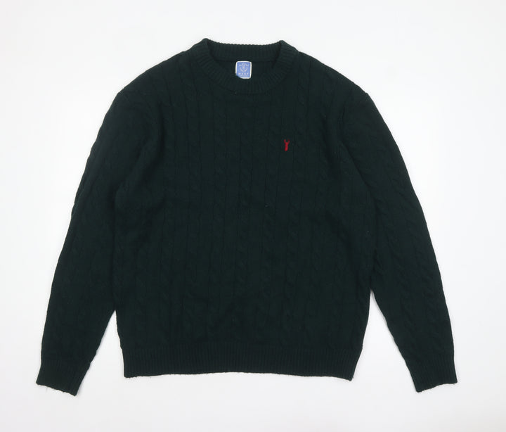 Next Men's Green Cable Knit Crew Neck Jumper XL Wool Blend
