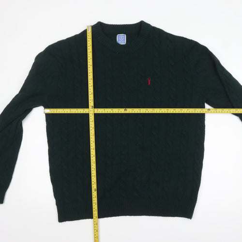 Next Men's Green Cable Knit Crew Neck Jumper XL Wool Blend