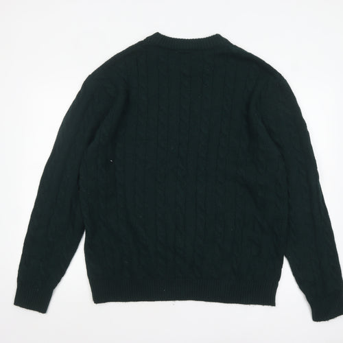 Next Men's Green Cable Knit Crew Neck Jumper XL Wool Blend