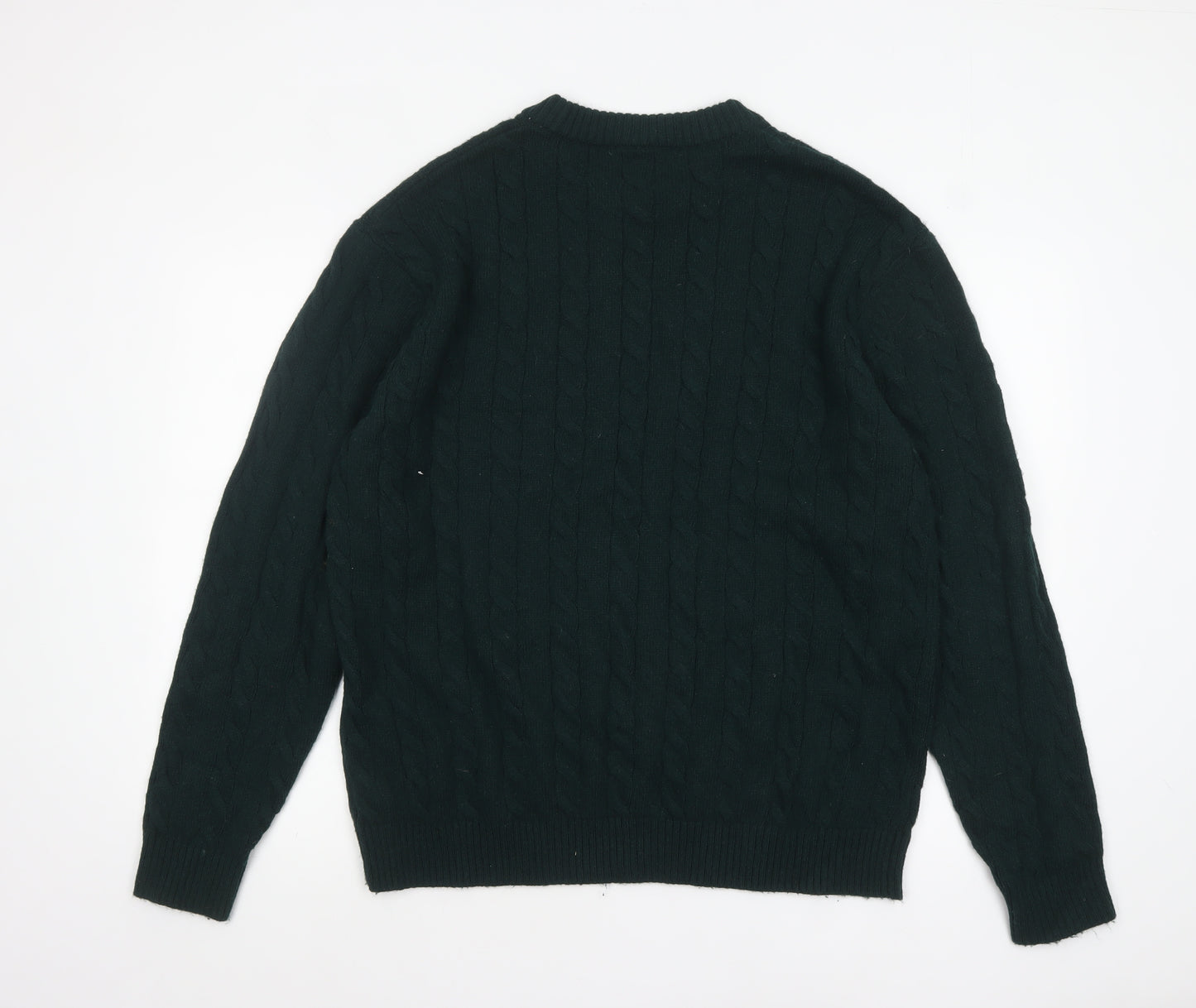 Next Men's Green Cable Knit Crew Neck Jumper XL Wool Blend