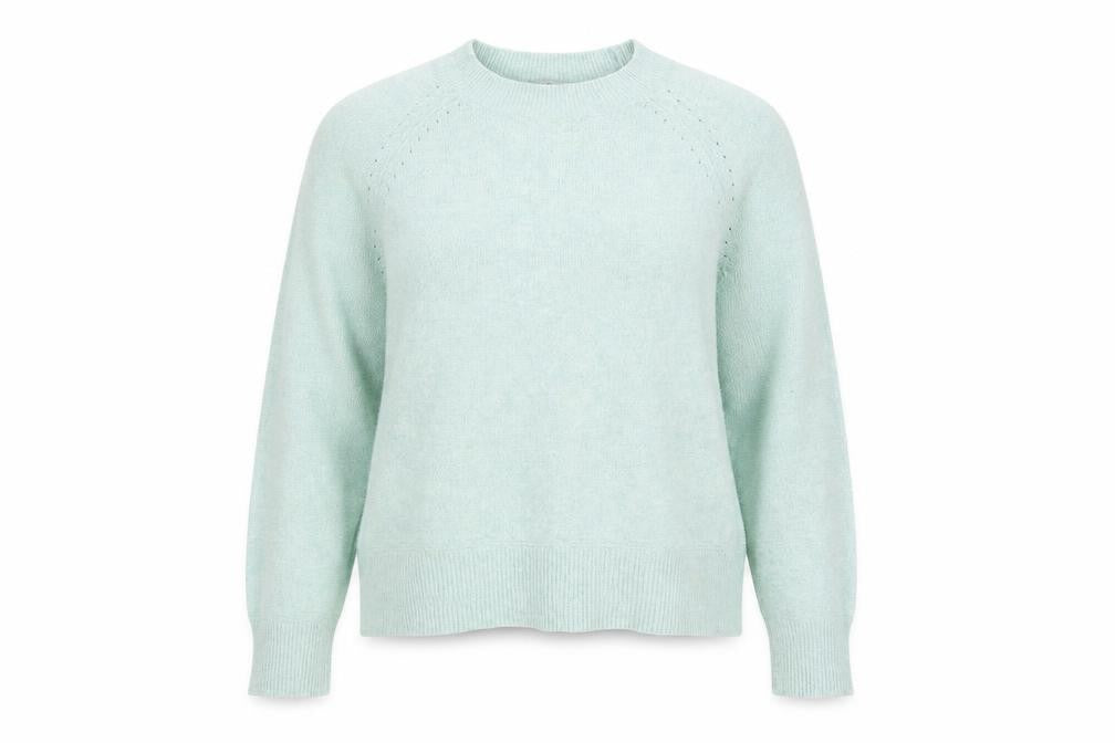 Front view of Oasis Women's Green Crew Neck Knit jumper, size 12