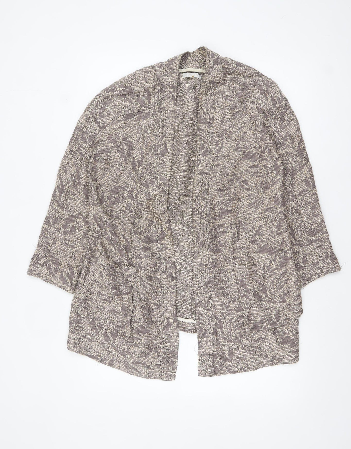 Intropia Women’s Beige Tweed Open Front Blazer Size 10