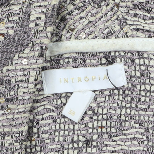 Intropia Women’s Beige Tweed Open Front Blazer Size 10