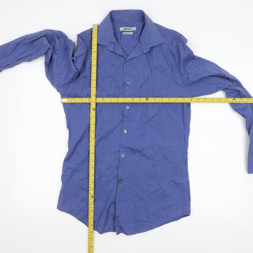 DKNY Men’s Blue Slim Fit Long Sleeve Button-Up Shirt Size 15