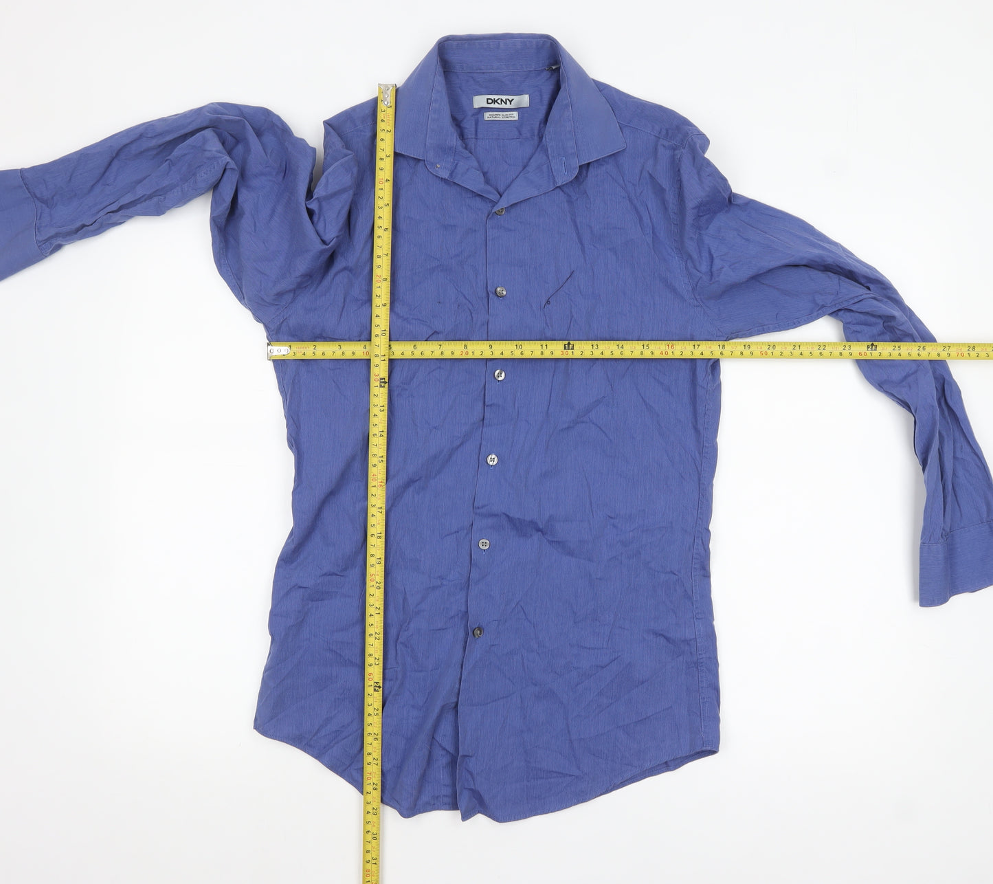 DKNY Men’s Blue Slim Fit Long Sleeve Button-Up Shirt Size 15