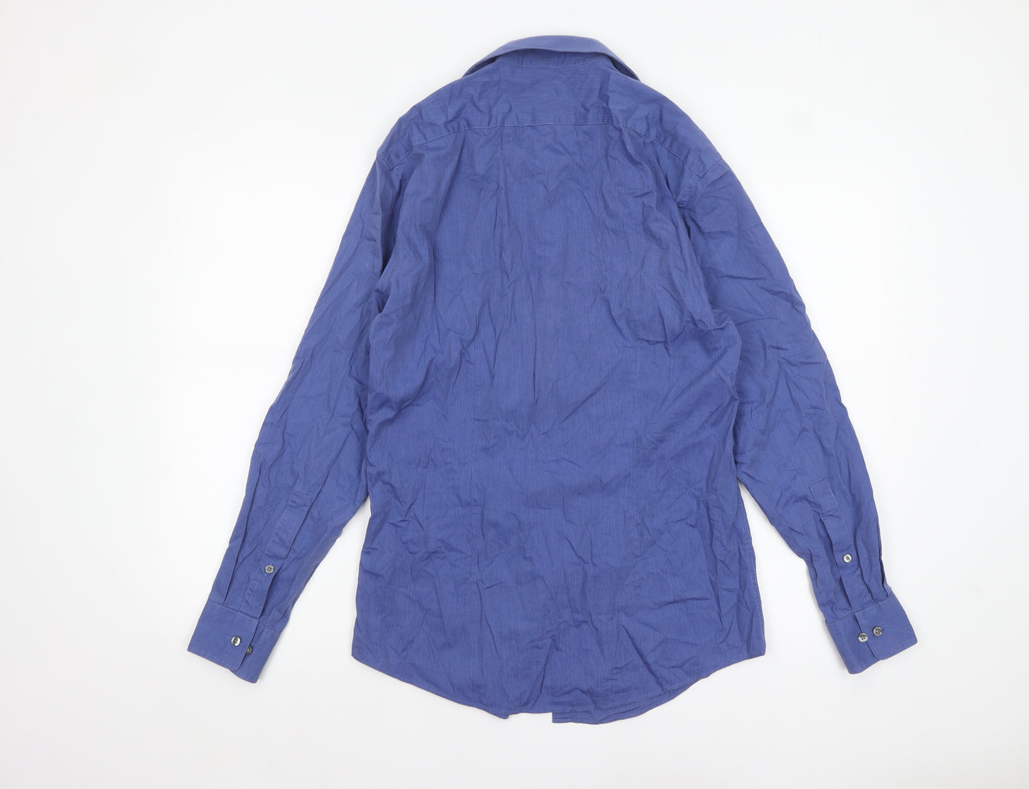 DKNY Men’s Blue Slim Fit Long Sleeve Button-Up Shirt Size 15