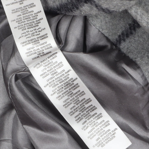 Jasper Conran Women's Grey Check Wool Belted Mid-Length Coat Size 10