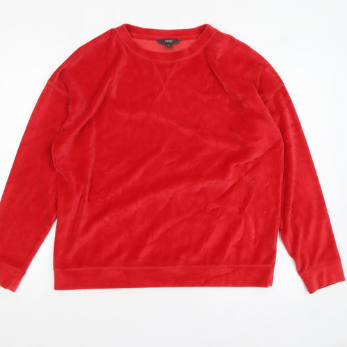 Next Women Red Velour Pullover Sweatshirt Size 14