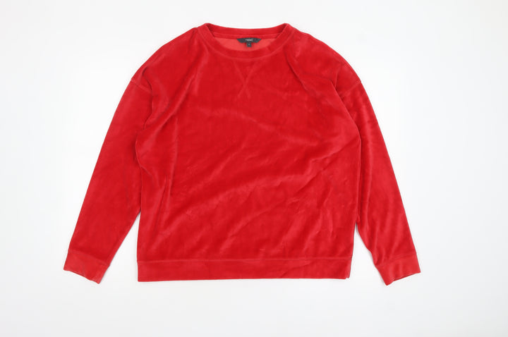 Next Women Red Velour Pullover Sweatshirt Size 14