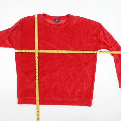 Next Women Red Velour Pullover Sweatshirt Size 14