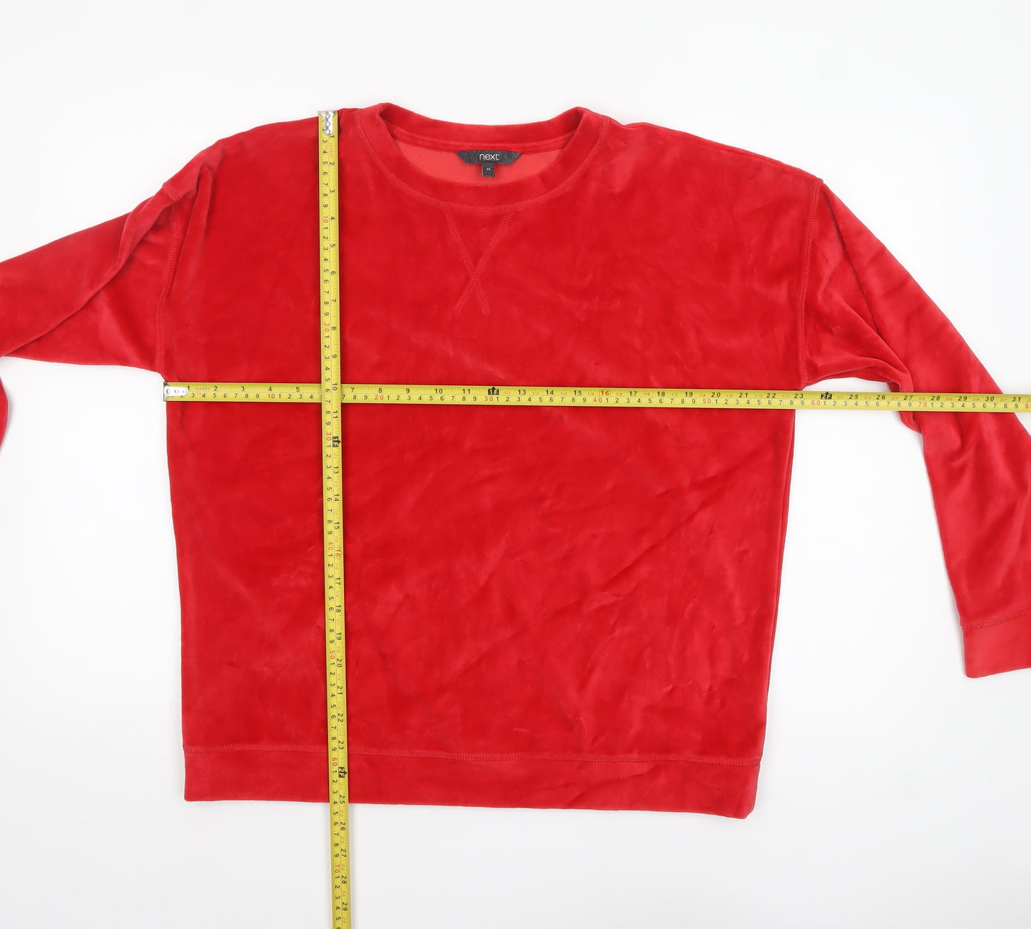 Next Women Red Velour Pullover Sweatshirt Size 14