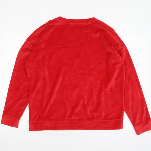 Next Women Red Velour Pullover Sweatshirt Size 14