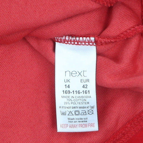 Next Women Red Velour Pullover Sweatshirt Size 14