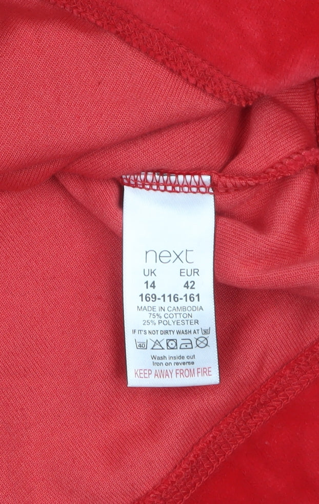 Next Women Red Velour Pullover Sweatshirt Size 14