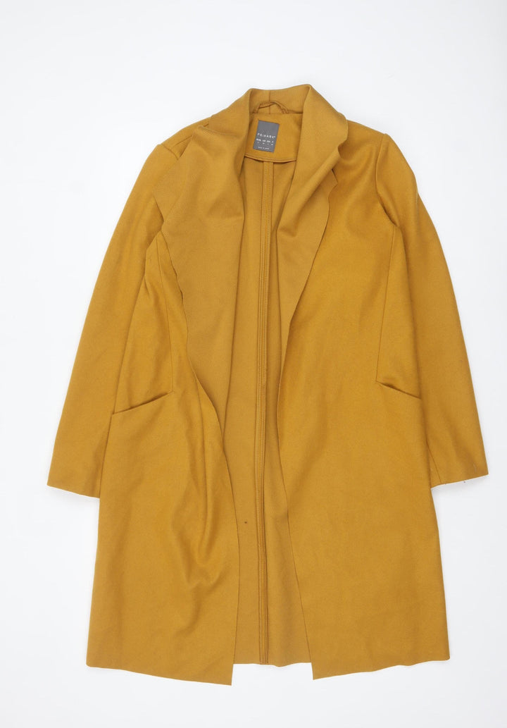 Primark Women's Yellow Long Coat Size 8 Lightweight Overcoat