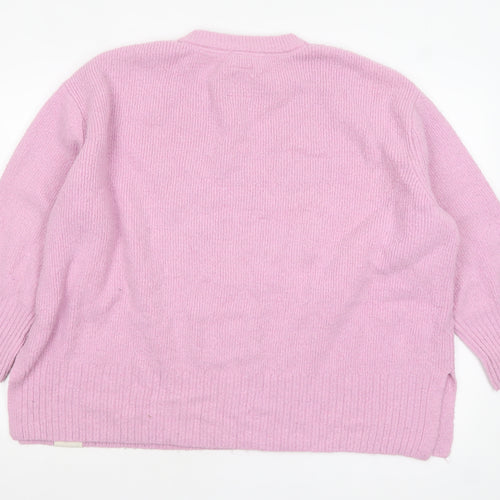 Burgs Womens Pink Crew Neck Knit Pullover Jumper Size 14