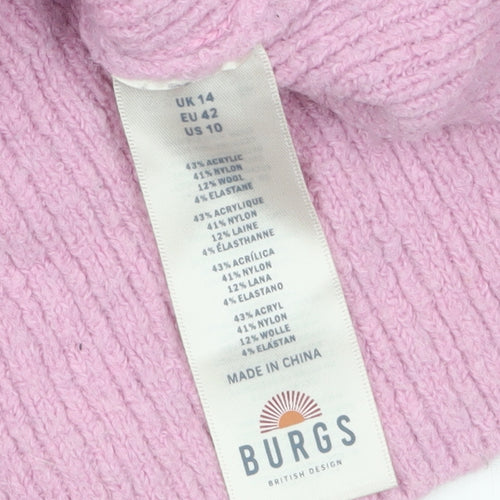 Burgs Womens Pink Crew Neck Knit Pullover Jumper Size 14