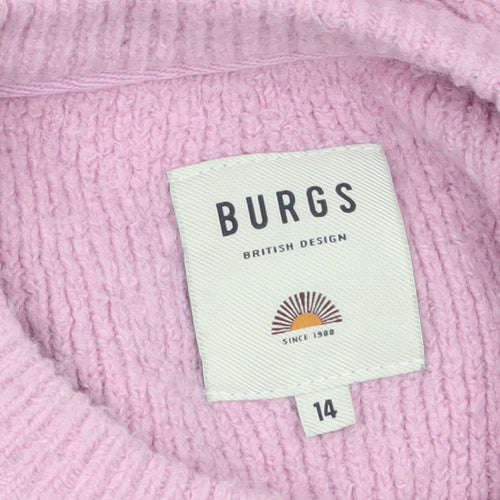 Burgs Womens Pink Crew Neck Knit Pullover Jumper Size 14
