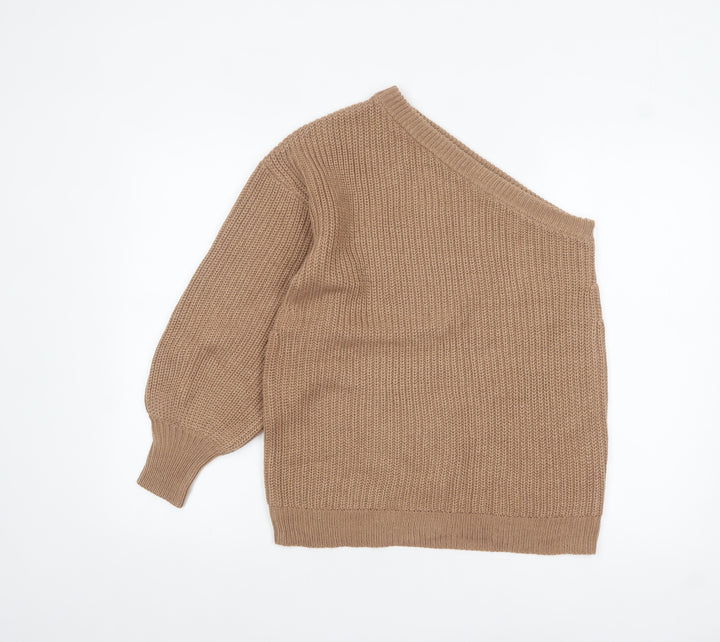 AX Paris Women’s Beige Asymmetrical Knit Jumper S