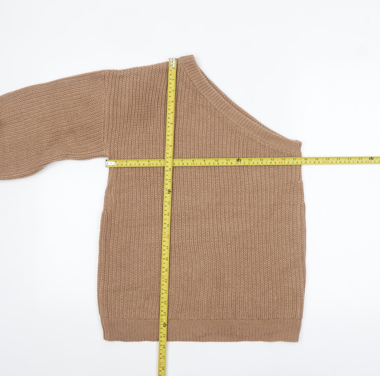 AX Paris Women’s Beige Asymmetrical Knit Jumper S
