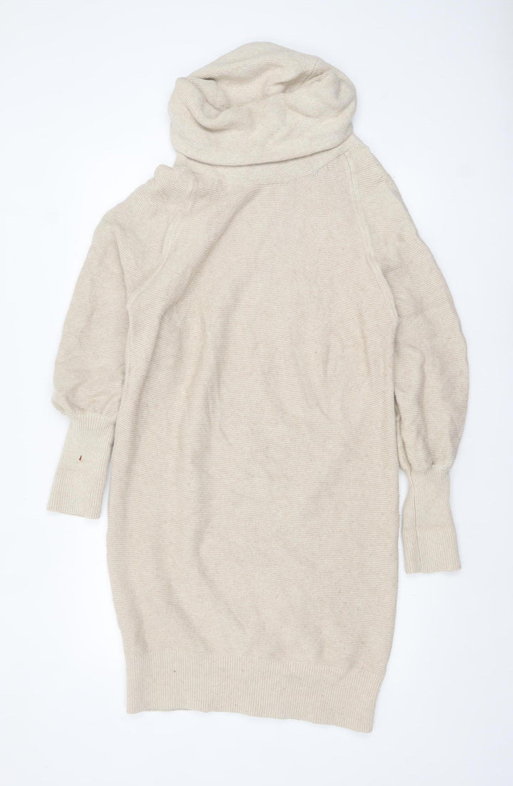 Phase Eight Women Beige Roll Neck Long Sleeve Tunic Jumper S