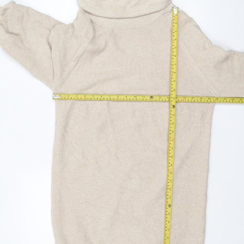 Phase Eight Women Beige Roll Neck Long Sleeve Tunic Jumper S