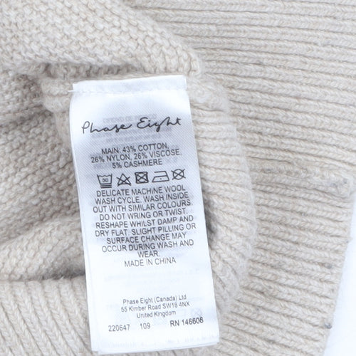 Phase Eight Women Beige Roll Neck Long Sleeve Tunic Jumper S