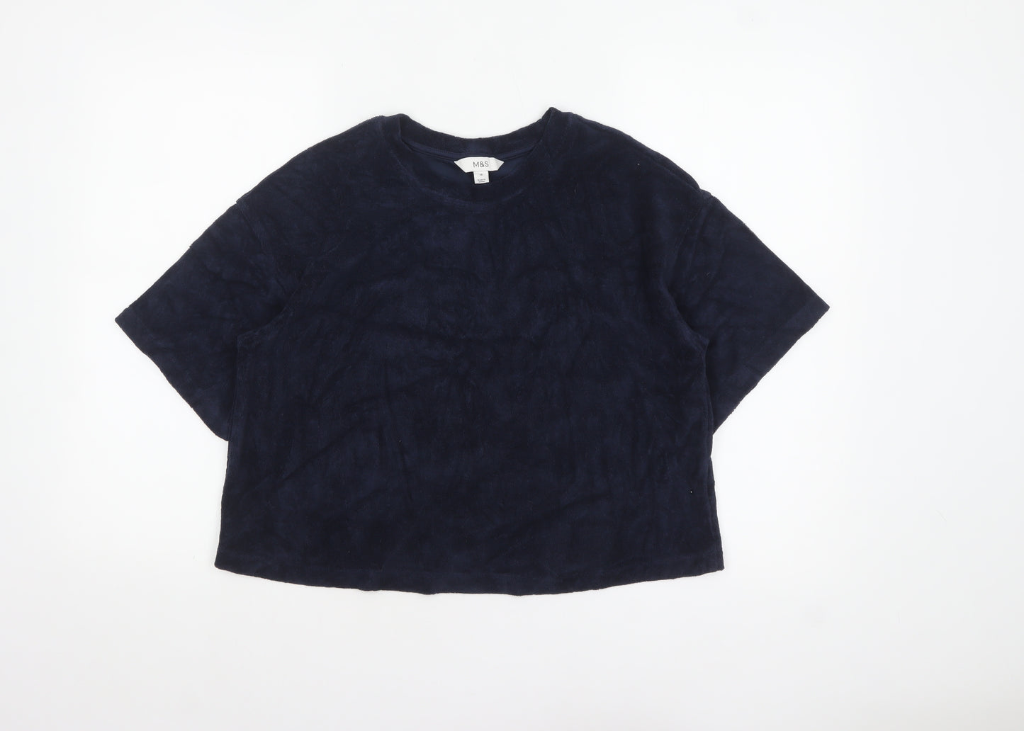 Marks and Spencer Women's Blue Terry Short Sleeve Relaxed Fit T-Shirt Size 10