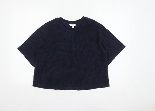 Marks and Spencer Women's Blue Terry Short Sleeve Relaxed Fit T-Shirt Size 10