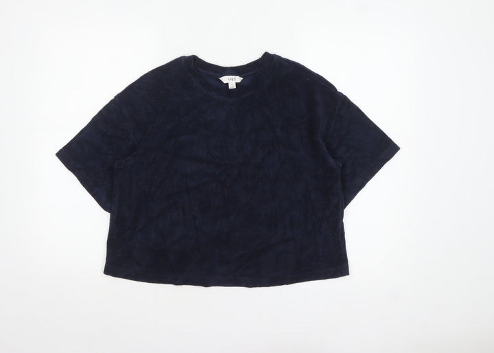 Marks and Spencer Women's Blue Terry Short Sleeve Relaxed Fit T-Shirt Size 10