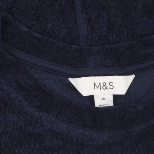 Marks and Spencer Women's Blue Terry Short Sleeve Relaxed Fit T-Shirt Size 10
