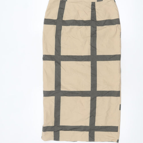 ASOS DESIGN Women's Beige Check Midi Pencil Skirt Size 10
