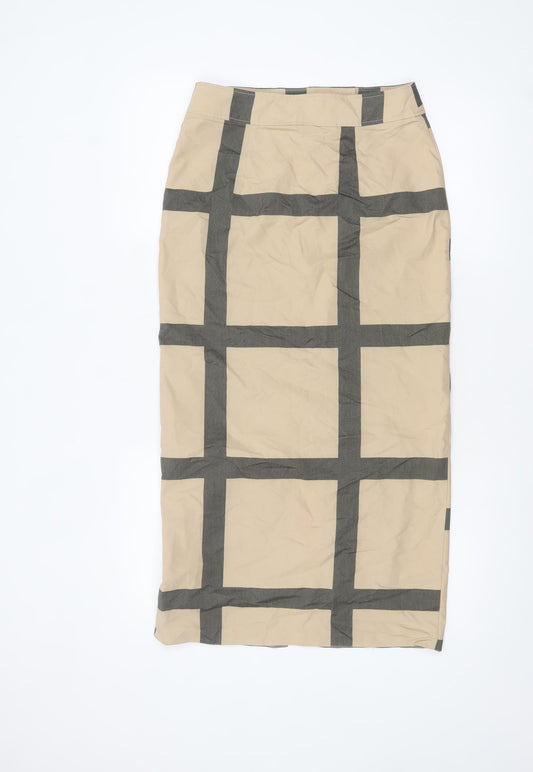 ASOS DESIGN Women's Beige Check Midi Pencil Skirt Size 10