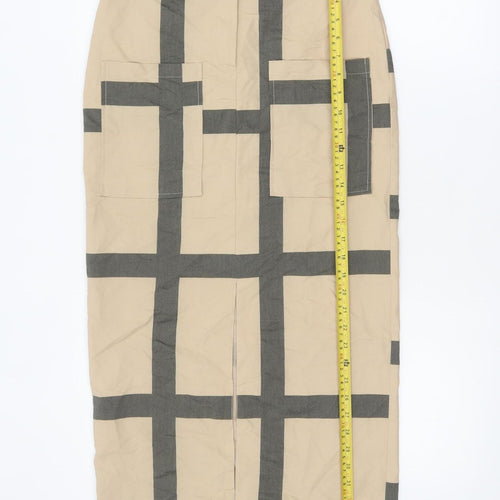 ASOS DESIGN Women's Beige Check Midi Pencil Skirt Size 10