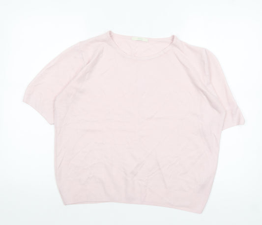 Marks and Spencer Women Pink Size 16 Knit Short Sleeve Jumper