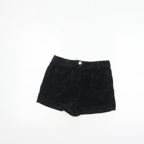 Representative Women Black Cotton Velvet High Rise Chino Shorts S