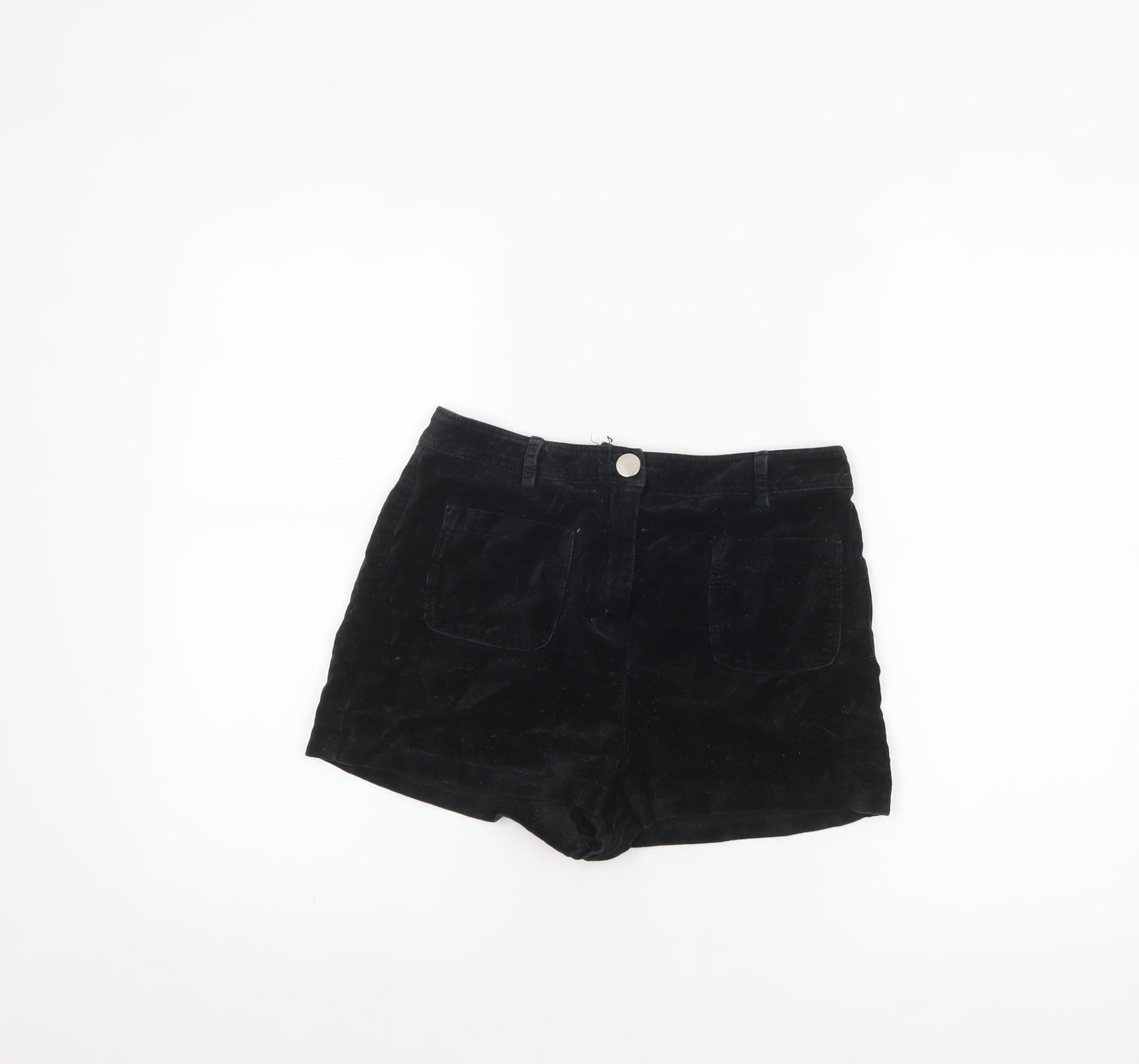 Representative Women Black Cotton Velvet High Rise Chino Shorts S