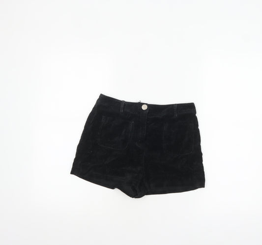 Representative Women Black Cotton Velvet High Rise Chino Shorts S