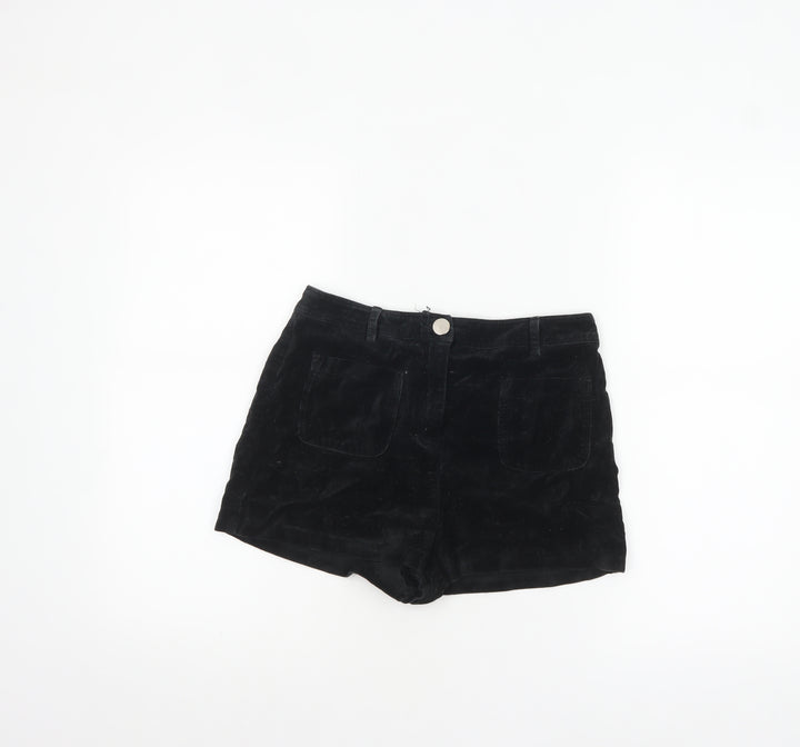 Representative Women Black Cotton Velvet High Rise Chino Shorts S