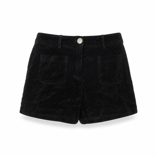 Representative Women Black Cotton Velvet High Rise Chino Shorts S