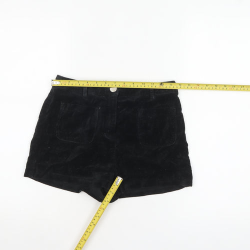 Representative Women Black Cotton Velvet High Rise Chino Shorts S