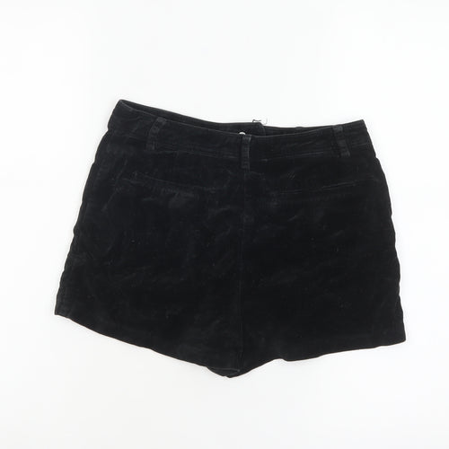 Representative Women Black Cotton Velvet High Rise Chino Shorts S