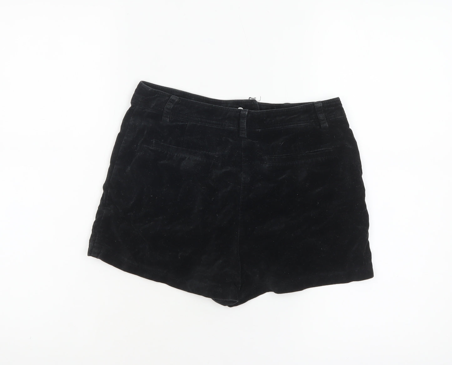 Representative Women Black Cotton Velvet High Rise Chino Shorts S