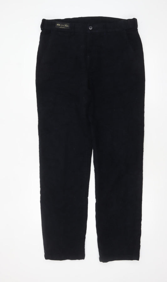 Marks and Spencer Men's Black Regular Fit Cotton Trousers 34x33