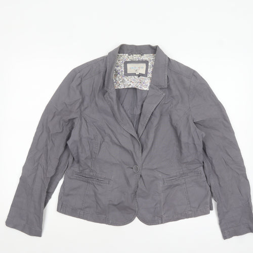 Marks and Spencer Women Grey Linen Cotton Blazer Size 14